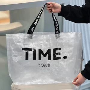 Laminated PP Woven Bag Customized Large Capacity Foldable Transparent Waterproof PP Woven Shopping Bag