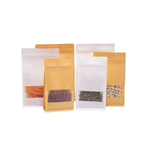 Laminated Plastic Matte Black Stand up Pouch Paper Package Food Kraft Paper Packaging Bag With Valve