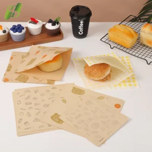 Laminated Sandwich Paper Bag Food Grade Greaseproof Packaging Bag for Bakery and Fast Food Business