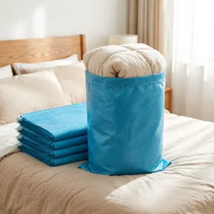 Large Capacity Blue Storage Bag for Bedding Quilt Blanket Organizer Durable Woven Sack for Moving Packing