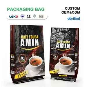 Large Capacity Coffee Bag Plastic Handle Custom Printed Woven Laminated Packaging For 5kg 10kg Coffee Bean