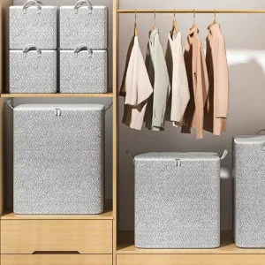 Large Capacity Eco Friendly Steel Reinforced Non Woven Fabric Lightweight Quilt Storage Bag Handle Zipper Foldable Bedding