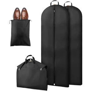 Large Capacity Foldable Non Woven Suit Garment Bag Snap Button Closure Dust Cover For Travel Clothes Storage