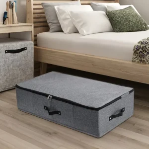 Large Capacity Multifunctional Fabric Underbed Storage Organizer Zip Garage Tool Organization Folding Clothes Storage Bedding