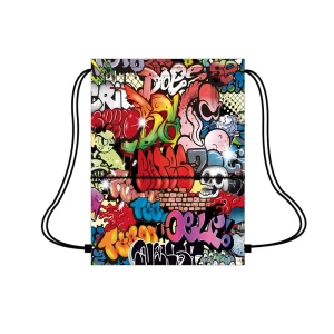 Large Drawstring Pouch Bag with Front Zipper Pocket Eco Friendly Custom Logo Drawstring Backpack