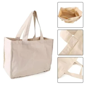 Large Heavy Duty Cotton Canvas Tote Bag Zipper Closure Chains Stylish Modern Organizer Compartments for Women