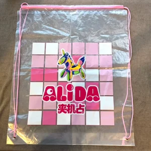 Large Plastic Drawstring Bag with Custom Printed Logo PE Transparent Bags Gift Packaging Poly Bag for Clothes
