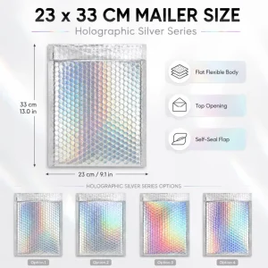 Laser Film Poly Bubble Mailing Bags for Clothes Underwear Shoes and Socks Protective Packaging Carton Packed