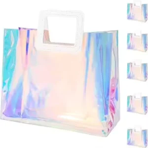 Laser Packaging Pouch Bag Clear Custom Size Print Logo PVC Tote Bag with Handle
