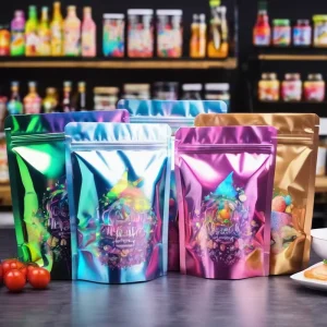 定制Logo数码印刷激光箔食品零食坚果包装立式拉链袋