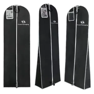 Long Cover Custom Logo Non Woven Garment Bag Wedding Dress Packaging With PVC Pocket