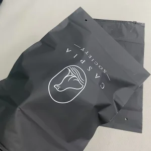 Luxury Black Matte Finish Soft CPE Zip Lock Bags Custom Logo Clothing Packaging T-shirt Swimwear Sock Bikini Garment Zipper Bags