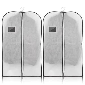 Luxury Bulk Non Woven Garment Suit Bag Durable Zipper Breathable Fabric PVC Window Dustproof Clothes Storage Dust Cover Custom