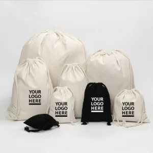Luxury Business Personalised Organic Cotton Drawstring Packing Shoe Dust Bag