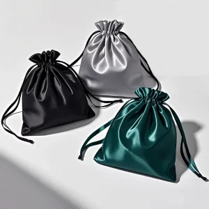 Luxury Custom Silk Satin Drawstring Pouch Cap Handbag Shoe And Hat Packaging For Gift Storage Bags With Dustbag