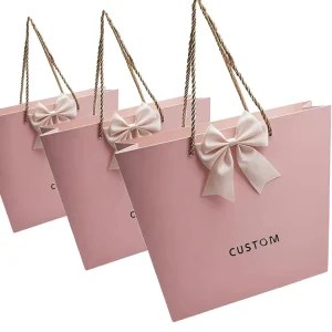 Luxury Customized logo Printed Big Mini pink White Clothing Packaging Paper Bags for Dresses