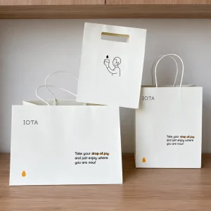 Luxury Eco Friendly Recyclable Kraft Paper Gift Bags With Custom Printing for Designer Dress Coffee Liquid Product Packaging
