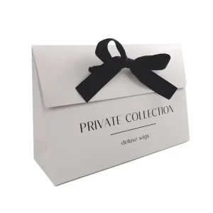 Luxury Gift Paper Bags Embossing Matt Lamination Custom Logo White Paper Bag Ribbon Cardboard Folders Packaging for Socks Fur