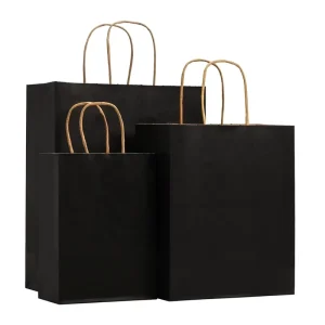 Luxury Matte Black Shopping Paper Bag With Handles for Clothing Custom Recycled Packaging Gift Bag with Your Own Logo