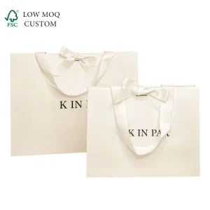 Luxury Ribbon Handle Custom Paper Gift Bags Brand Printed Shopping Bags for Fashion Store