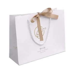 Luxury Shopping Paper Bag Custom Printed with Your Own Logo Kraft Paper for Promotions Ribbon Accessories