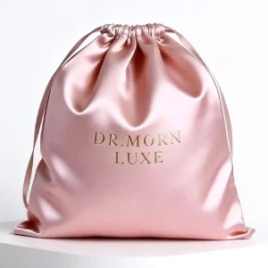 Luxury Soft Satin Drawstring Bags Custom Logo Printed Dust proof Storage Pouches for Handbags Shoes Clothes