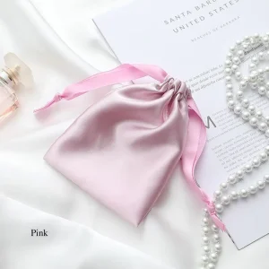 Luxury Soft Satin Jewelry Storage Bag Custom Logo Drawstring Dust Pouch Portable Small Satin Bag for Daily Gift Decoration