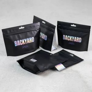 Manufacturer PET VMPET PE Food Grade Holographic Mylar Bag Factory Resealable Snack Pouch Holographic Ziplock Bags