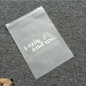 Matte Frosted PE Waterproof Zipper Top Side Gusset Clothing Packaging Bags T Shirts Swimwear Socks Custom Logo Printing