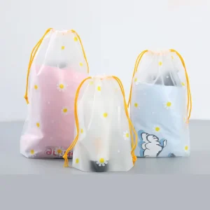 Matte Manufacture Customized Clothes Underwear Toy Pack Socks Dress Apparel Garment Packaging EVA CPE String Draw Bag