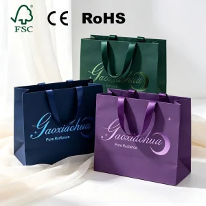 Matte UV Coating Thick Cardboard Apparel Dress Shopping Bag Jewelry Gift Packaging Paper Bag
