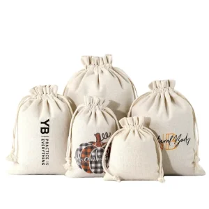 Medium Cotton Canvas Dust Bag White Printing Logo for Outdoor Use Drawstring Pouch for Cap Shoe Hats Packaging