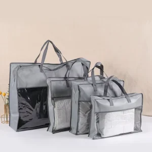 Meltblown Non-woven PVC Window Heat Transfer Printed Zippered Dust-proof Portable Storage Bags for Bedding Duvet Covers
