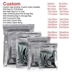 Metallic Plastic ESD Shielding Package Anti-Static Zip Lock Vacuum Bag Static Electricity Protection