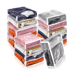 Moth Proof Plastic Clear Sweater Blankets Linen Bed Sheet Pillow Quilt Travel Storage Organizer Bag Set For Clothes