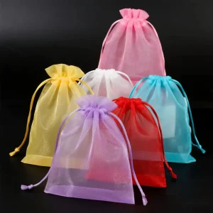 Multi Color Organza Bags Transparent Drawstring Cosmetic Sample Storage Gift Packaging Pouch