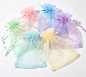 Multi Color PVC Drawstring Bags Gift Packaging Pouch for Wedding Jewelry Candy Textile Packaging 100 Pieces
