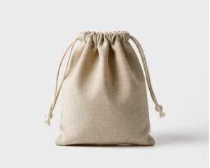 Natural Linen Drawstring Bag for Gift Jewelry and Handmade Product Packaging