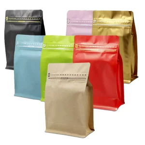 New China Manufactures Coffee Valve Bag Flat Bottom Pouch With Zipper for Coffee Packaging