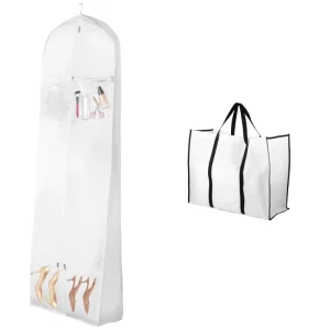 New Style Foldable Dustproof Hanging Large Capacity Bride Wedding Dress Garment Bag Zippers Pockets for Long Gowns Custom