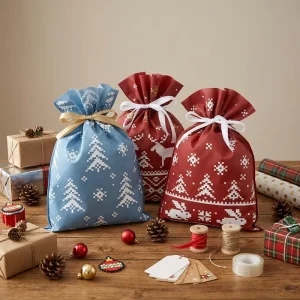 Non Woven Bag Christmas Drawstring Bag Packing Bag New Design Packaging Factory