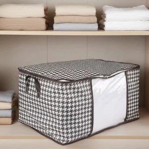 Non Woven Foldable Stackable Steel Frame Clothing Organizer Storage Bag with Zipper for Bedding and Home Use
