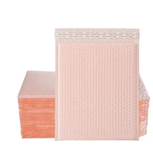 Nude Pink Poly Bubble Thickened Shockproof Clothing Packaging Bag with Printing for Express Use