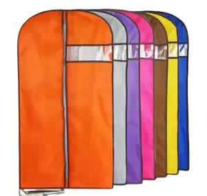 Nylon Garment Bag in Polyester Custom Bags Suit Woven 100% Garments for Dresses Black Pockets Zippered Pocket