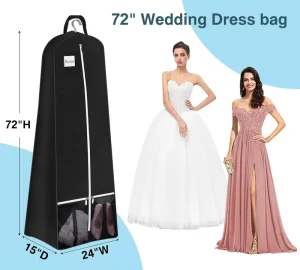 OEM Bridal Wedding Gown Dress Garment Bag with Accessories Pouch Large Travel Garment Cover