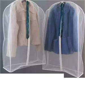 OEM Customized Logo Organza Garment Bag with Zipper and Handle Soft Suit Dress Packaging Bag Printed