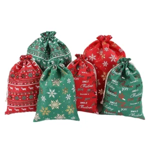 OEM Drawstring Reusable Linen Gift Bag Printed for Gift Packaging Jewelry Storage