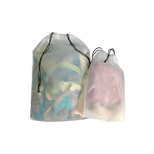 OEM Factory Custom Brand Logo Gravure Print Reusable Drawstring CPE Plastic Bags for Shoes Clothing Packaging Storage