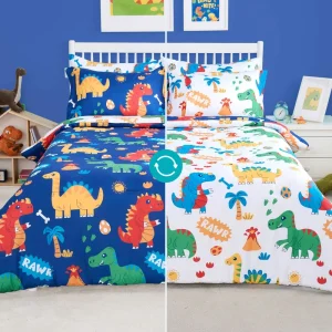 OEM ODM Kids Cartoon Dinosaur Bedding Set Cotton Reversible Breathable Oeko Tex Certified Modern for Children Bedroom