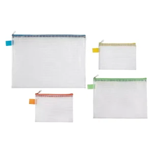 OEM PVC Mesh Zipper Bag Custom Logo Printing Clear Grid Pouch Factory Supply